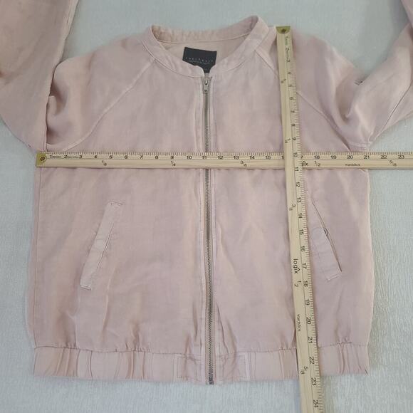 Sanctuary Linen womens pink pilot bomber jacket Sz Large Quiet Luxury Stitch Fix - Picture 11 of 12